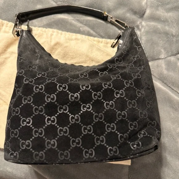 Gucci Black GG Monogram Shoulder Hobo Bag - Picture 13 of 13